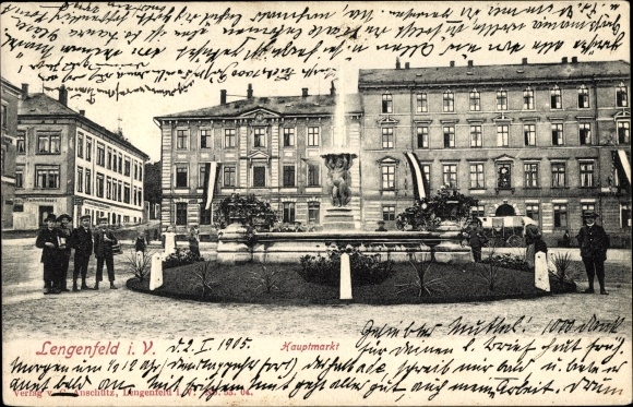 Ak Lengenfeld Vogtland Sachsen, Hauptmarkt, Fontäne