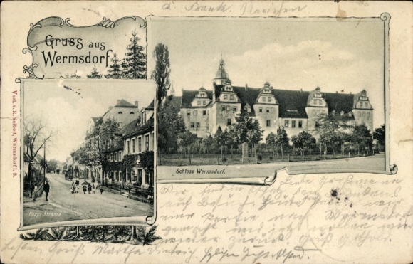 Ak Wermsdorf in Sachsen, Schloss Wermsdorf, Hauptstraße