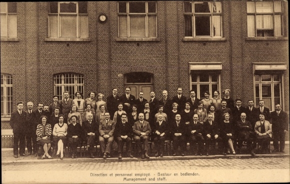 Postcard Bruxelles Brussels, Direction et personnel employe, Societe Anonyme Flandria, group photo