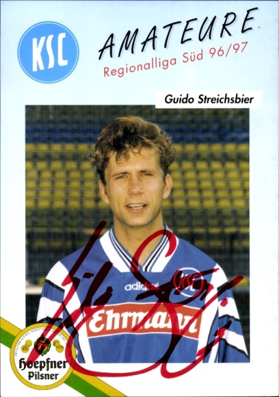 Autogrammkarte Fußballer Guido Streichsbier, Karlsruher SC, Autogramm