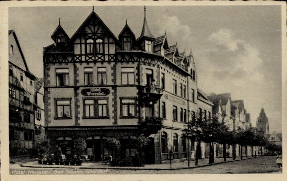 KP Bad Sooden Allendorf w Hesji, widok z zewnątrz hotelu Werratal, właściciel Fritz von Velsen