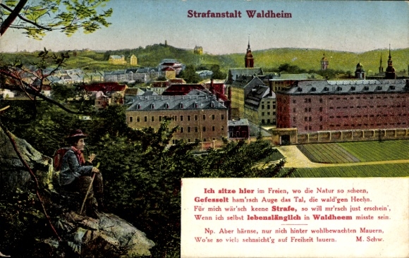 Postcard Waldheim in Saxony, prison