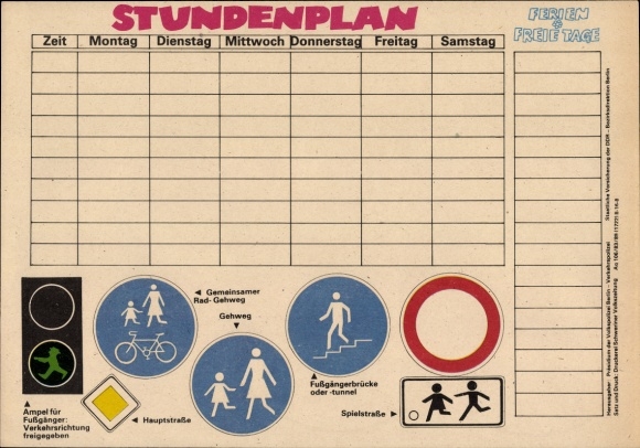 Timetable GDR Presidium People&#39;s Police Berlin, road safety around 1970