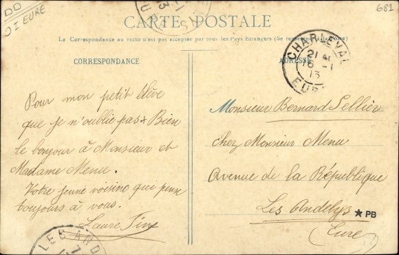 Postcard Charleval Eure, The Entrance to the Country