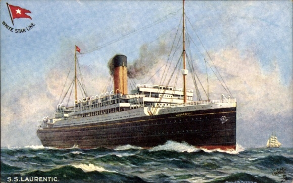 Künstler Ak SS Laurentic, White Star Line