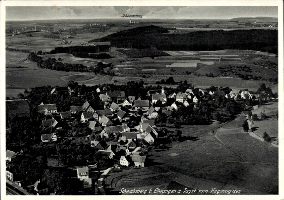Postcard Schwabsberg Rainau an der Jagst Württemberg, aerial photograph