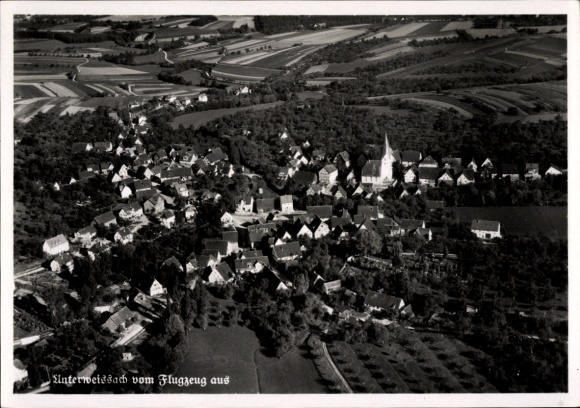 Postcard Unterweissach Weissach im Tal Württemberg, aerial photograph
