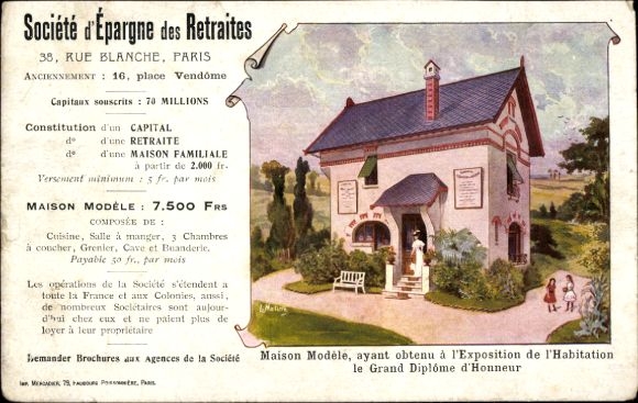 Ak Societé d'Epargne des Retraites, Maison Modele, Exposition de l'Habitation