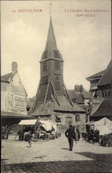 Ak Honfleur Calvados, Le Clocher Ste. Catherine