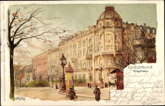 Artist Chromo-Litho Münch, C., Karlsruhe in Baden Württemberg, Kriegstrasse