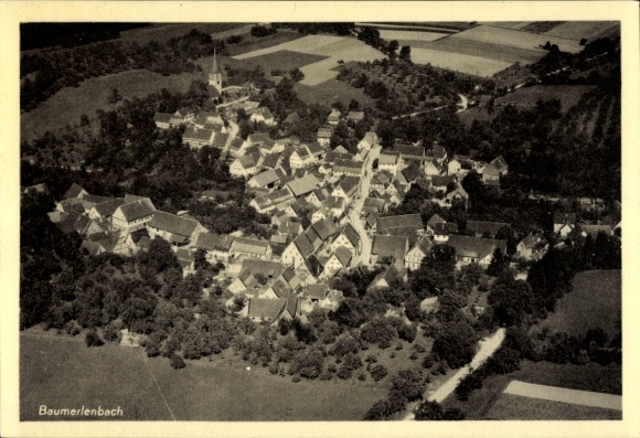 Postcard Baumerlenbach Öhringen in the Hohenlohe district of Württemberg, aerial photograph