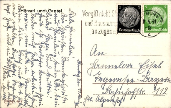 Artist Postcard Boriss, M., Hans and Grietje, Hansel and Gretel, Witch, Cat