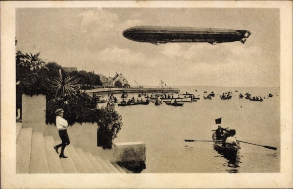 Ak Friedrichshafen am Bodensee, Graf Zeppelin, Uferstraße, Gondelhafen