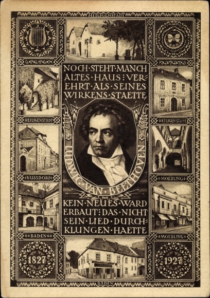 Ganzsachen Ak Mödling in Niederösterreich, Komponist Ludwig van Beethoven, Heiligenstadt
