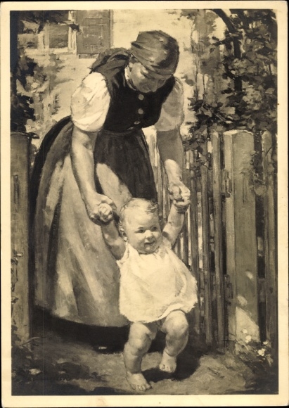 Artist PC Heymann, Richard, The first steps, mother with toddler, HDK 94