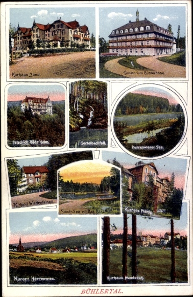 Ak Bühlertal im Schwarzwald, Kurhaus Sand, Sanatorium Bühlerhöhe, Kurhotel Wiedenfelsen