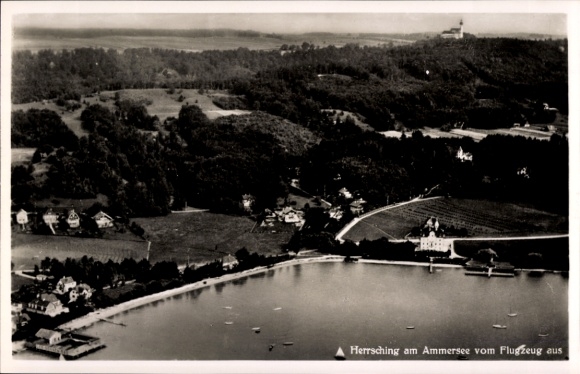 Postcard Herrsching am Ammersee, aerial photograph