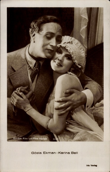 Postcard actor Gösta Ekman with Karina Bell, portrait