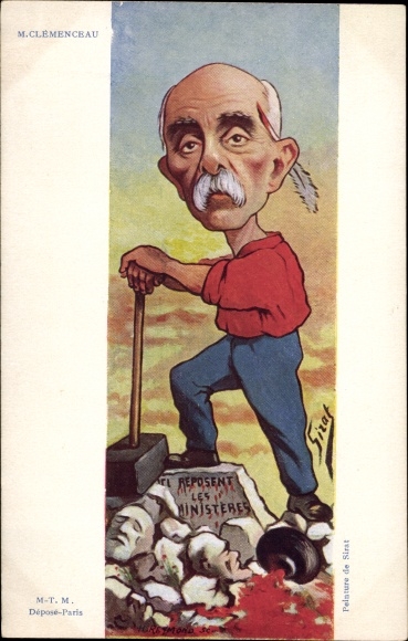 Artist PC Sirat, French politician Georges Clemenceau, Dreyfus affair, caricature