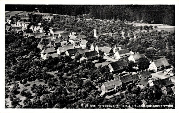 Postcard Herzogsweiler Pfalzgrafenweiler in the Black Forest, aerial photograph