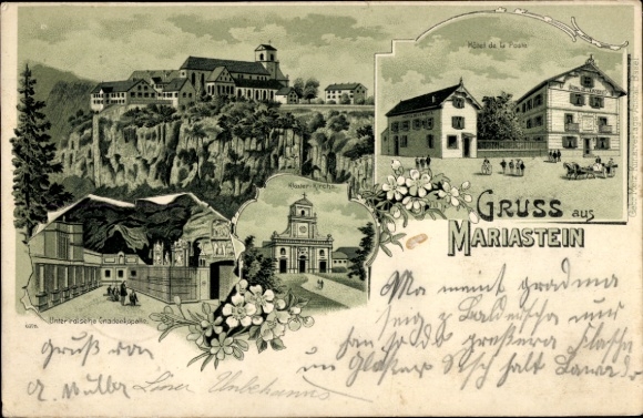 Chromo-Litho Mariastein Canton of Solothurn, Hotel de la Poste, monastery, chapel of grace