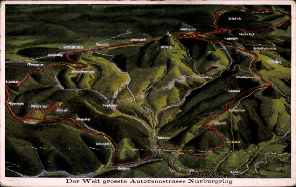 Maps Postcard Nürburg in the Eifel, The Nürburgring, car racing road