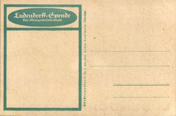 Postcard Ludendorff donation for war disabled, veteran with tools