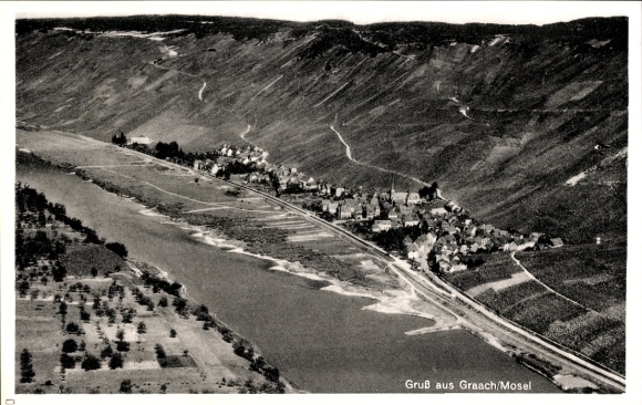 Postcard Graach on the Moselle, aerial photo
