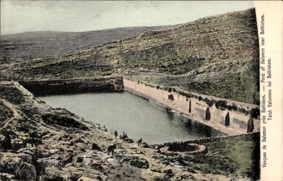 Ak Bethlehem Palästina, Teich Salomons, Landschaft, Wasser,   