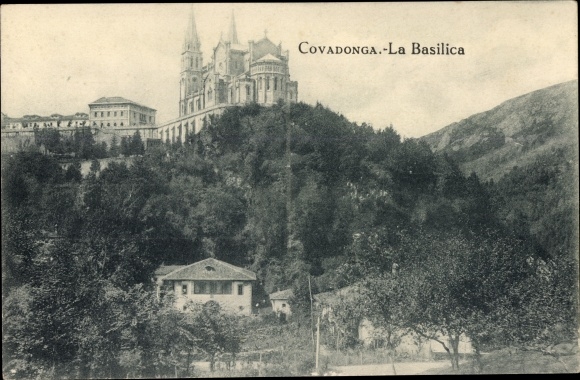 Briefkaart Covadonga Asturië Spanje, de Basiliek van La