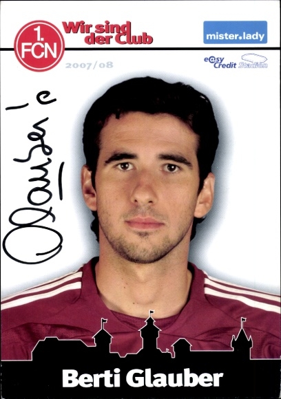 Sammelbild Fußballspieler Berti Glauber, 1. FC Nürnberg