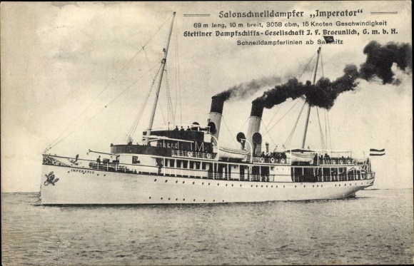 Ak Dampfer Imperator, Stettiner Dampfschifffahrtsgesellschaft, Braunlich, salon snelstoomboot