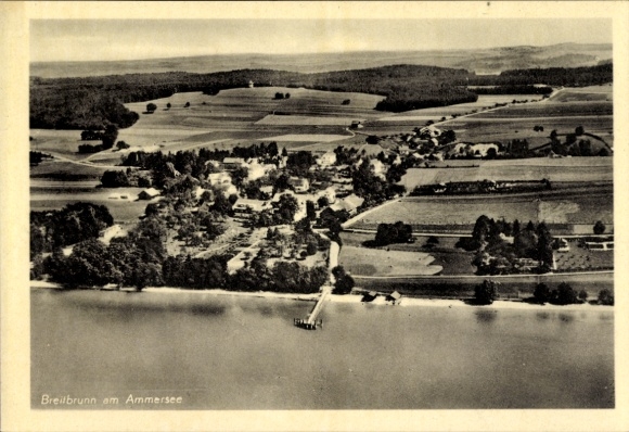 Postcard Breitbrunn Herrsching am Ammersee, aerial photograph