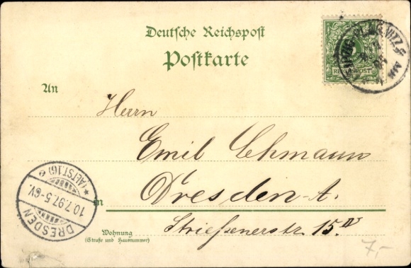 litho Leipzig, Saksische Thüringer Industrie- en Handelstentoonstelling 1897, klederdracht, dorp