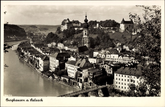Postcard Burghausen an der Salzach Upper Bavaria, town view