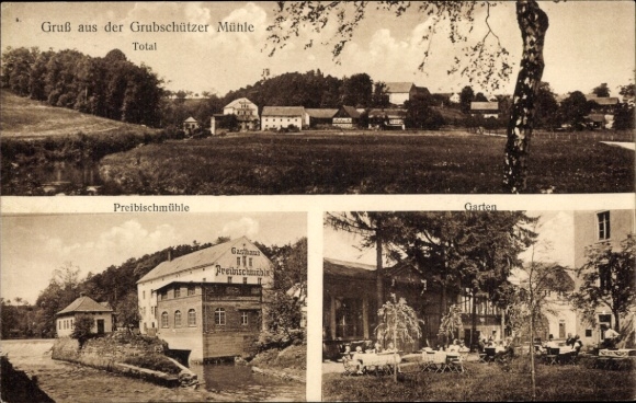Ak Grubschütz Doberschau in Oberlausitz, totaal, Gasthof Preibischmühle