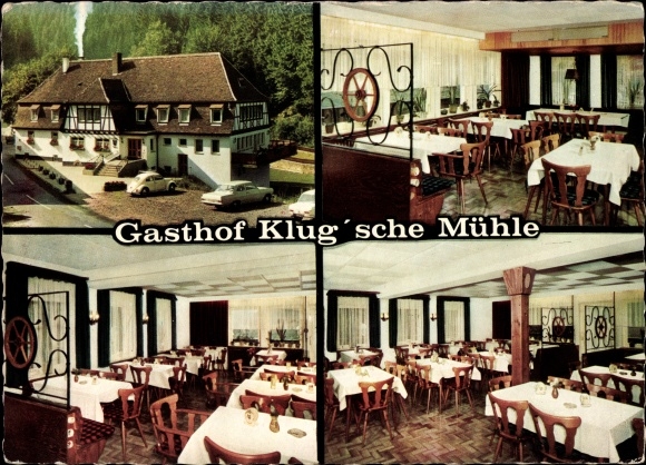 Ak Trippstadt in der Pfalz, Gasthof Klug'sche Mühle im Karlstal, Innenansicht