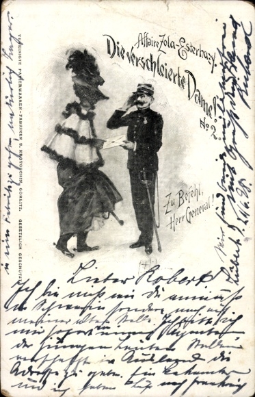 Artist Postcard Affaire Zola Esterhazy, The Veiled Lady, Dreyfus Affair