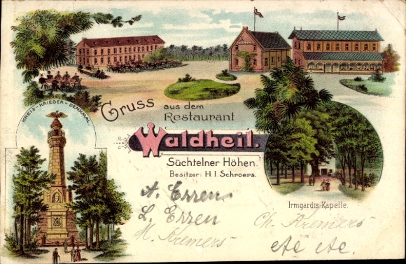 Chromo-Litho Süchteln Viersen in North Rhine Westphalia, Restaurant Waldheil, Süchtelner Höhen, Chapel