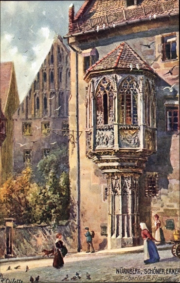 Artist PC Flower, Charles, Nuremberg in Middle Franconia Bavaria, beautiful bay window
