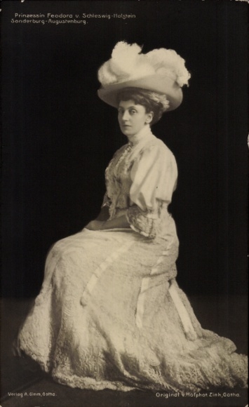Ak Prinzessin Feodora von Schleswig-Holstein-Sonderburg-Augustenburg, Portrait, Hut