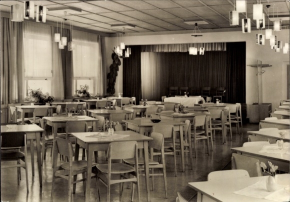 Postcard Waffenrod Hinterrod Eisfeld in Thuringia, Restaurant and Café Auegrund, Hall