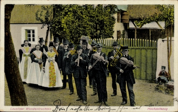 Ak Lausitzer Wendentrachten, Hochzeitszug
