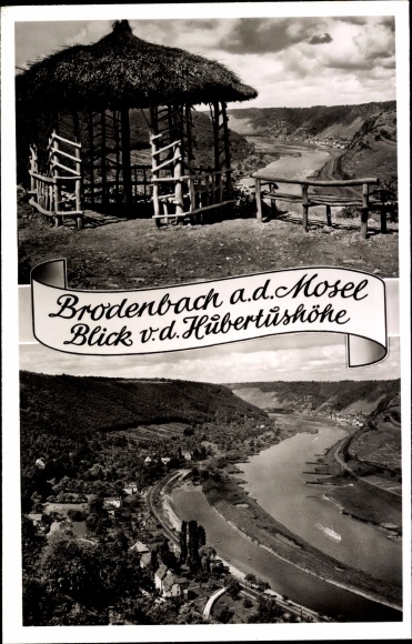 Postcard Brodenbach on the Terrassenmosel, view of the landscape and town
