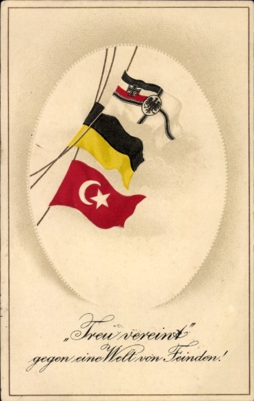 Emboss Postcard Loyally united, against a world of enemies, Germany, Austria, Türkiye