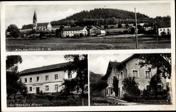 Ak Kirchaitnach Kollnburg Neder-Beieren, Inn Jos. Wieser, Actie Joh. Biehlmeier, Kerk