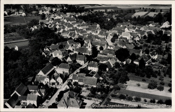 Postcard Siegelsbach in Baden, aerial photograph