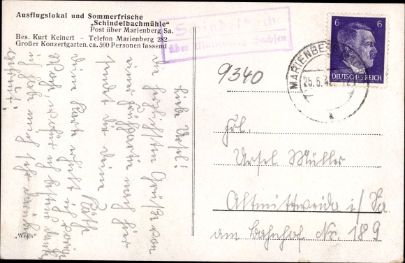 Postcard Schindelbach Großrückerswalde in the Ore Mountains, Gasthof Schindelbachmühle