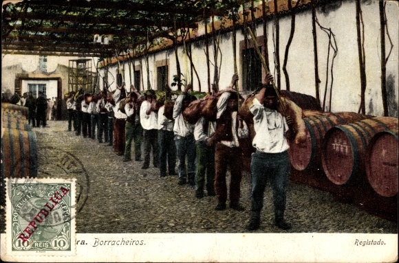 Postcard Madeira Island Portugal, Borraeheiros, wine barrels