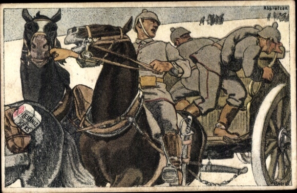 Artist Postcard Georgi, W., Abprotzen, Artillery Train, Leibniz Biscuit Advertising